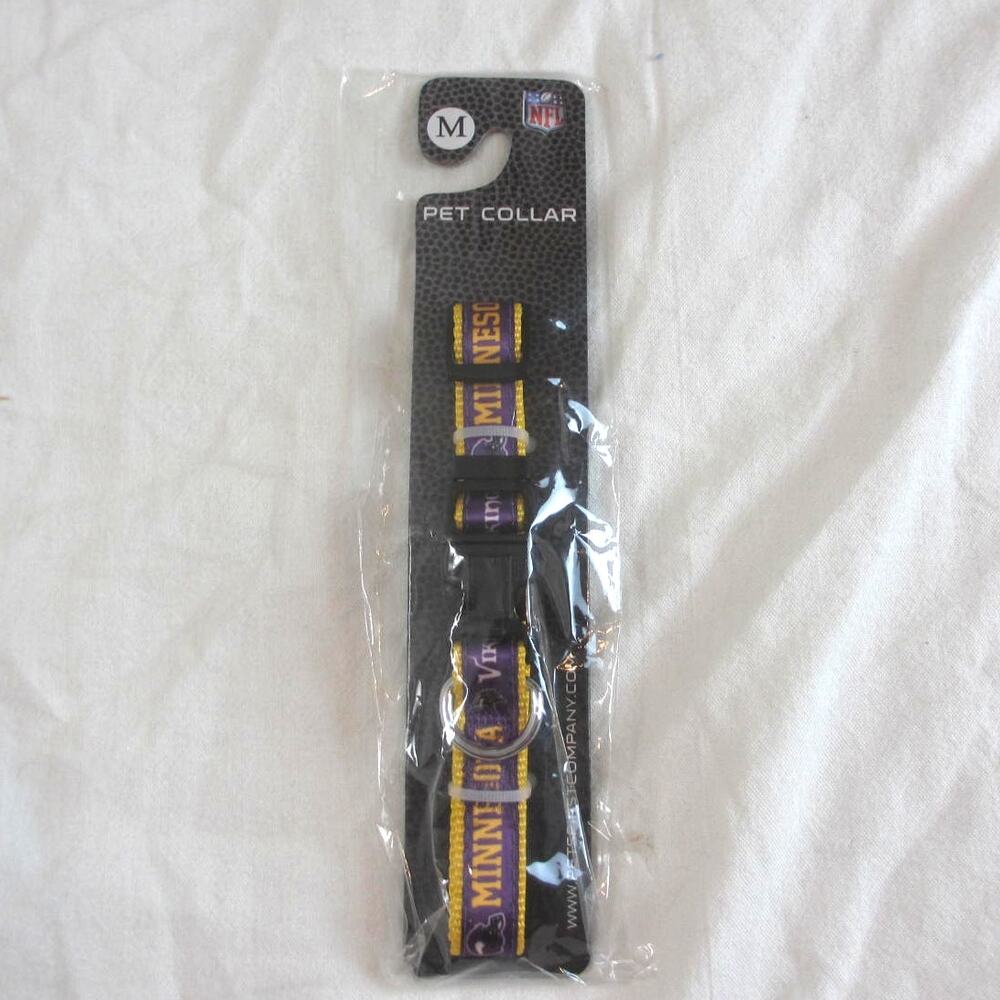 NWT NFL Minnesota Vikings Satin Dog Collar Medium Dogs (12"-18" Neck)